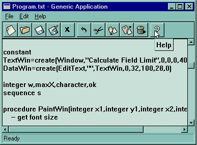 Screenshot of editor written in Win32Lib