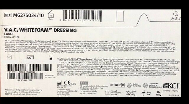 KCI, V.A.C. Therapy Whitefoam Wound Dressing / Large / lot of 6 ...